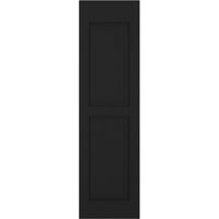Ekena Millwork 18 W 42 H Americraft İki Eşit Yükseltilmiş Panel Dış Gerçek Ahşap Kepenkler, Siyah