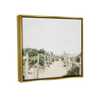Stupell Endüstrileri Kumlu Plaj Tahta Manzara Kıyı Fotoğrafçılığı Altın Şamandıra Çerçeveli sanat Baskı Duvar Sanatı
