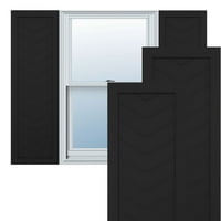 Ekena Millwork 18 W 42 H Gerçek Fit PVC Tek Panel Chevron Modern Stil Sabit Montajlı Panjurlar, Siyah