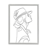 Stupell Industries Akışkan Siyah Çizgi Kadın Modelleme Şapka Soyutlaması, 30, Ros Ruseva tarafından tasarlandı