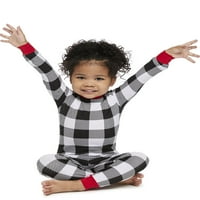 Jolly Jammies Siyah ve Beyaz Buffalo Kontrol Eşleşen Aile Yılbaşı Pijama Takımı