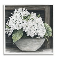 Stupell Industries Beyaz Sardunya çiçek saksısı Rustik Ülke Sahne Boyama Beyaz Çerçeveli Sanat Baskı Duvar Sanatı,