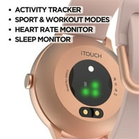 ıTouch Sport Special Edition Smart Watch & Fitness Tracker, Kadınlar ve Erkekler için, , Gül Altın Kasa, Bordo Kayış