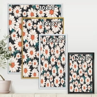 Designart 'Üretken Beyaz Papatya Çiçekleri' Geleneksel Çerçeveli Tuval Duvar Sanatı Baskı