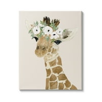 Stupell Industries Sevimli Bebek Zürafa Çiçekli Taç Çocuk Safari Hayvanı, 48, Lucille Tasarımı