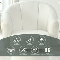 Aukfa Modern Vurgu Sandalye - Küvet Varil Sandalye Petal Şezlong - Kadife- Oyuncak Beyaz