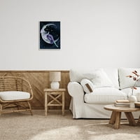 Stupell Sanayi Ay Cadı Yıldızlı Gece Gökyüzü Boyama Gri Çerçeveli Sanat Baskı Duvar Sanatı, tasarım Grace Popp