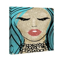 Wynwood Stüdyo Moda ve Glam Duvar Sanatı Tuval Baskılar 'Mermaid Vibes Barbie' Portreler-Mavi, Altın