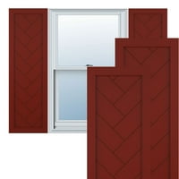 Ekena Millwork 15 W 45 H Gerçek Fit PVC Tek Panel Balıksırtı Modern Stil Sabit Montajlı Panjurlar, Biber Kırmızısı