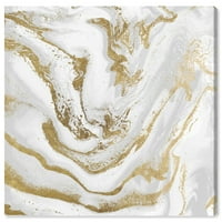Wynwood Stüdyo Soyut Duvar Sanatı Tuval Baskılar 'Marbellized Güzellik Günü' Kristaller-Beyaz, Altın