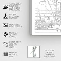 Wynwood Stüdyo Haritalar ve Bayraklar duvar sanatı Tuval Baskılar 'Chicago Demiryolu Blueprint Harita Gümüş' ABD