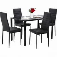 YouYeap yemek masası Seti Cam yemek masası ve Sandalyeler Siyah