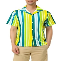 Benzersiz Pazarlık erkek Yaz Çizgili Gömlek Kısa Kollu Düğme Aşağı Plaj Gömlek