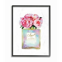 Stupell Industries Pembe Altın Çiçek Parfüm Glam Moda Tasarım Çerçeveli Duvar Sanatı Amanda Greenwood
