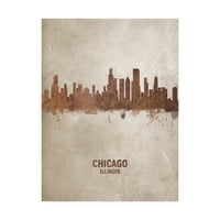Ticari Marka Güzel Sanatlar 'Chicago Illinois Rust Skyline' Michael Tompsett'in Tuval Sanatı
