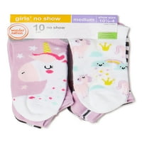 Wonder Nation Girls Unicorn No Show Çorap, 6'lı Paket, Beden S-L