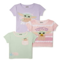 Yıldız Savaşları Mandaloryalı Bebek Yoda Bebek ve Yürümeye Başlayan Kızlar Grafik Baskı T-Shirt, 3'lü Paket, Boyutları