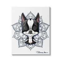 Stupell Industries Rahat Yavru Köpek Meditasyonu Mavi Arabesk Desen, 48, Brian Rubenacker'ın Tasarımı