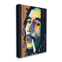 Stupell Industries Modern Bob Marley Portre Soyut Geometrik Desen, 40, Tasarım Birch & Ink