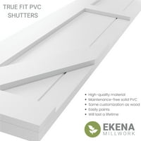 Ekena Millwork 15 W 66 H Gerçek Uyum PVC İki Eşit Panel Çiftlik Evi Sabit Montajlı Panjurlar w Z-Bar, Sojourn Blue