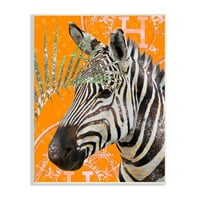 Stupell Industries Zebra Çizgili Sembol Desen Glam Detay Yaprak Grafik Sanatı Çerçevesiz Sanat Baskı Duvar Sanatı,