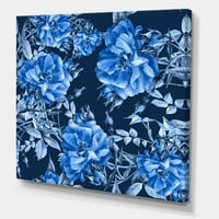 Soyut Mavi Kır Çiçekleri Boyama Tuval Sanat Baskı