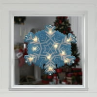 Northlight 11.75 Işıklı mavi ve beyaz kar tanesi Noel pencere silueti