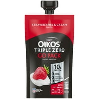 Dannon Oikos Üçlü Sıfır Çilek ve Kremalı Yağsız Yoğurtlu Smoothie Go 4. oz. Kese