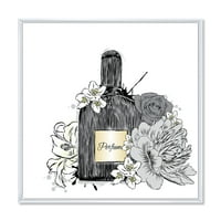 Designart 'Buket çiçek ve parfüm şişesi III' Geleneksel Çerçeveli Tuval Duvar Sanatı Baskı