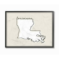 Stupell Industries Louisiana Ana Eyalet Haritası Nötr Baskı Tasarımı Çerçeveli Giclee Dokulu Sanat Daphne Polselli
