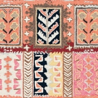 Bellagio Giuseppe Çiçekli Bordürlü Yün Kilim, Fildişi Altın, 4' 6'