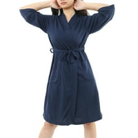 Kadın Banyo Diz Boyu Örgü Waffle Kimono Spa Robe