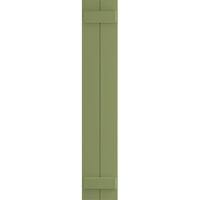 Ekena Millwork 3 4 W 58 H Gerçek Uyum PVC İki tahta Birleştirilmiş Tahta-n-Çıta Panjurlar, Yosun Yeşili