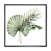 Designart 'Tropikal Buket Muz Hindistan Cevizi ve palmiye Yaprakları' Geleneksel Çerçeveli Tuval Duvar sanatı Baskı