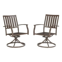 Better Homes & Gardens Camrose Çiftlik Evi Kahverengi Çelik Açık Veranda Döner Sandalyeler, 2'li Set
