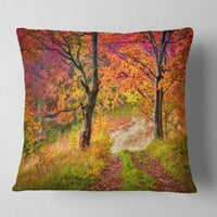 Designart Ormanda Parlak Renkli Sonbahar Ağaçları - Manzara Baskılı Kırlent - 18x18