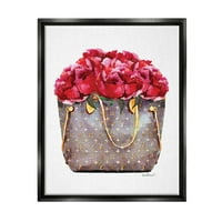Stupell Glam Çanta Blooming Kırmızı Güller Güzellik ve Moda Boyama Siyah Flatör Çerçeveli Sanat Baskı Duvar Sanatı