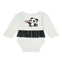 Garanimals Bebek Kız Panda Uzun Kollu Peplum Bodysuit