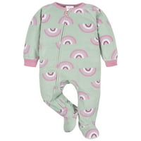 Gerber Bebek ve Yürümeye Başlayan Kızlar Microfleece Battaniye Uyuyan Pijama, 2'li Paket, Boyutları 0 3M-5T