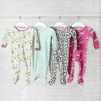 Küçük Yıldız Organik Bebek ve Yürümeye Başlayan Kız Pk Ayaklı Tam Zip Snug Fit Pijama, Boyut Months-5T