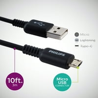 Philips USB-A'dan Mikro USB'ye 10 ft. Şarj Kablosu, Mikro USB Aygıtları, Jasco Ürünleri- DLC4110U 37