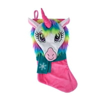 Tatil Zamanı D Peluş Unicorn Çorap, Pembe, Çok Renkli