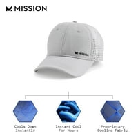 Mission Cooling Yetişkin Spor Performansı Şapkası, Beyzbol Şapkası Stili, Tek Beden, Unisex, Beyaz