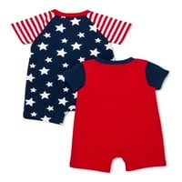Americana Erkek Bebek Kırmızı, Beyaz ve Cesur Romper Çoklu Paket, Set