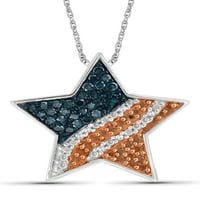 Jewellersclub Elmas Amerikan Bayrağı Kolye - Yıldız ve çizgili Yıldız Kolye ile. Gümüş Zincir Kolye - Orijinal. CTW