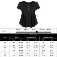 Chama V Boyun Henley Gömlek Kadınlar için Kısa Kollu Pilili Tunik Üstleri Rahat Düğme Bluz