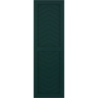 Ekena Millwork 18 W 45 H Gerçek Fit PVC İki Panel Chevron Modern Stil Sabit Montajlı Panjurlar, Termal Yeşil
