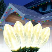 Tatil zamanı LED C Ultra parlak ışık seti yeşil tel sıcak beyaz ampuller, sayım