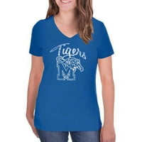 Memphis Tigers Kadın V Yaka Tunik Pamuklu Tişört