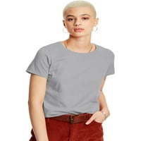 Hanes Essentials Kadın Pamuklu Yuvarlak Yakalı Tişört Hafif Çelik XL